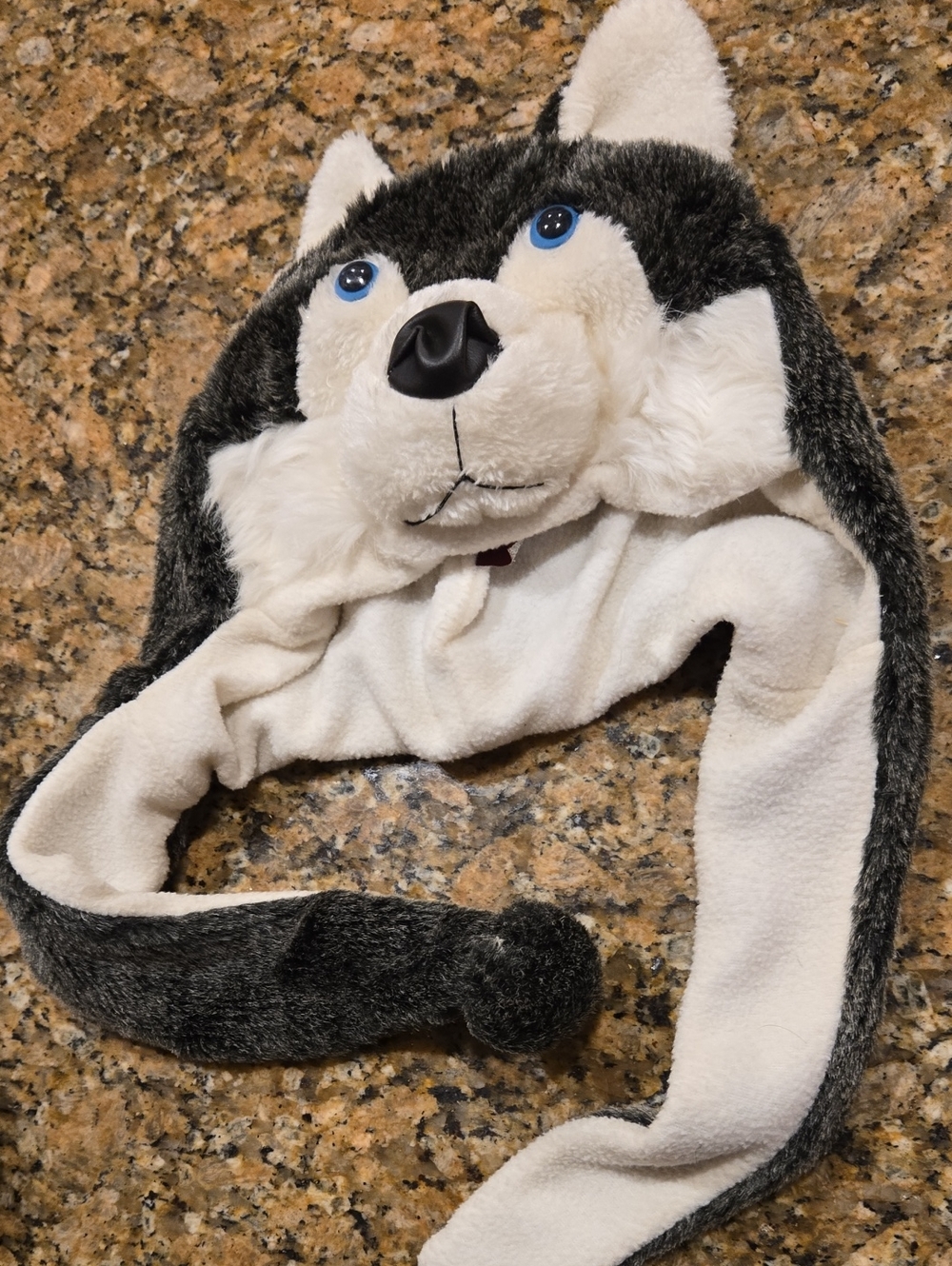 Rare Plush Husky Hat - White and Dark Gray